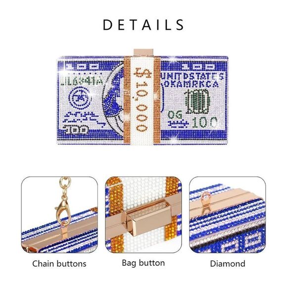 Bling Dollar Bill Bag - Picture 3 of 12